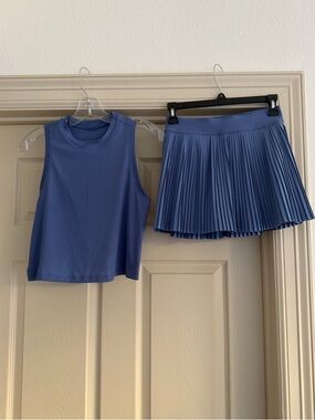 Lululemon Oasis Blue Top and Pleated Skirt Set